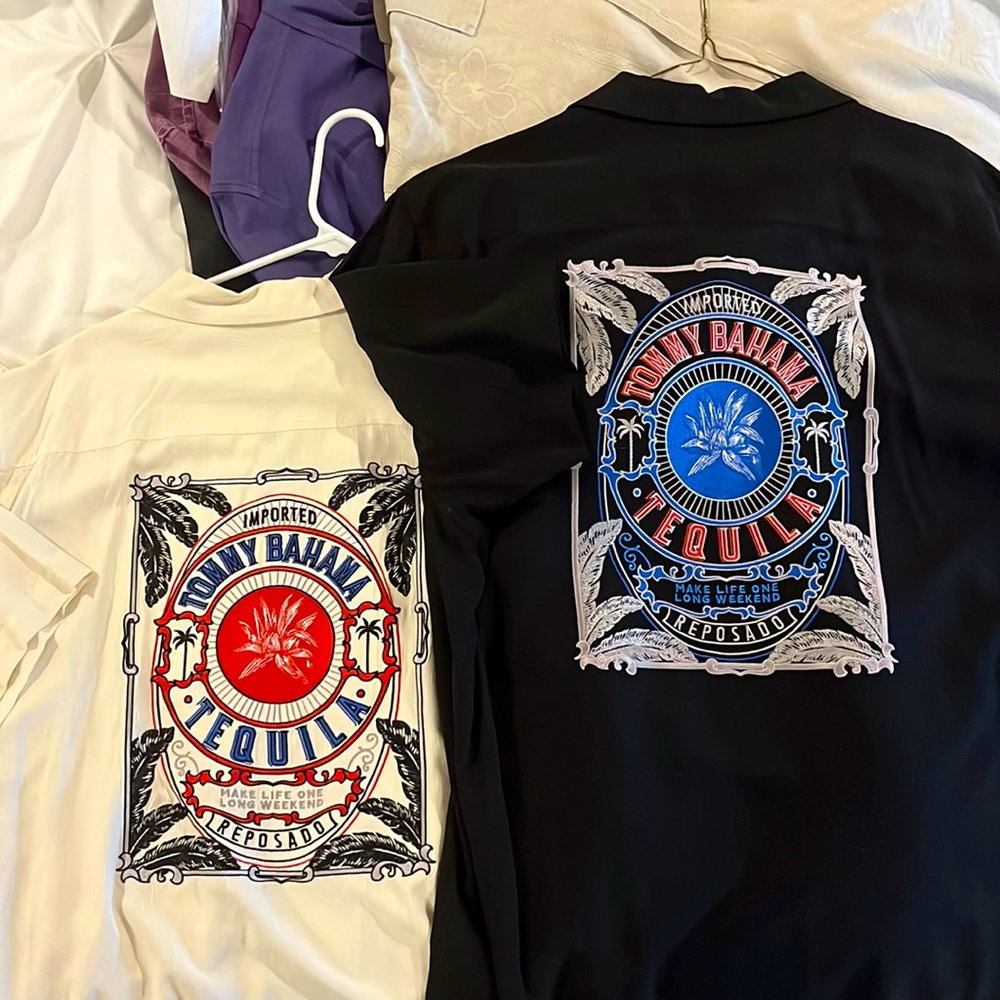 Pair of XL smooth beachy tequila loving button downs